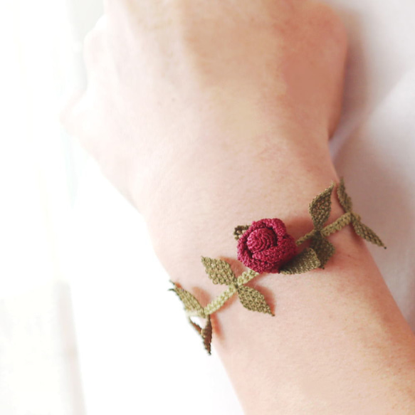 OYA Needlelace bracelet [ROSE] Wine Red 第1張的照片
