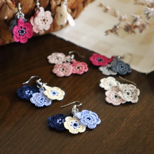 OYA crochet earrings [MARY] Cotton candy 第4張的照片