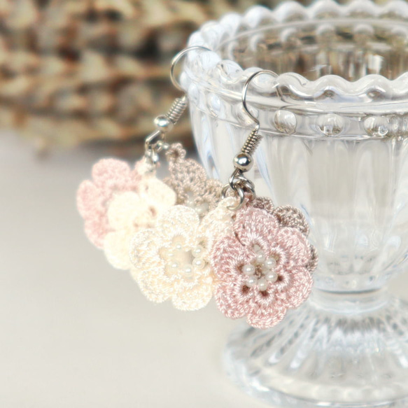 OYA crochet earrings [MARY] Cotton candy 第1張的照片