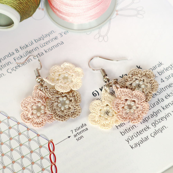 OYA crochet earrings [MARY] Cotton candy 第2張的照片