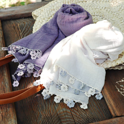 [Only 1 available] Soft cotton shawl [MARY] Grayish purple 第6張的照片