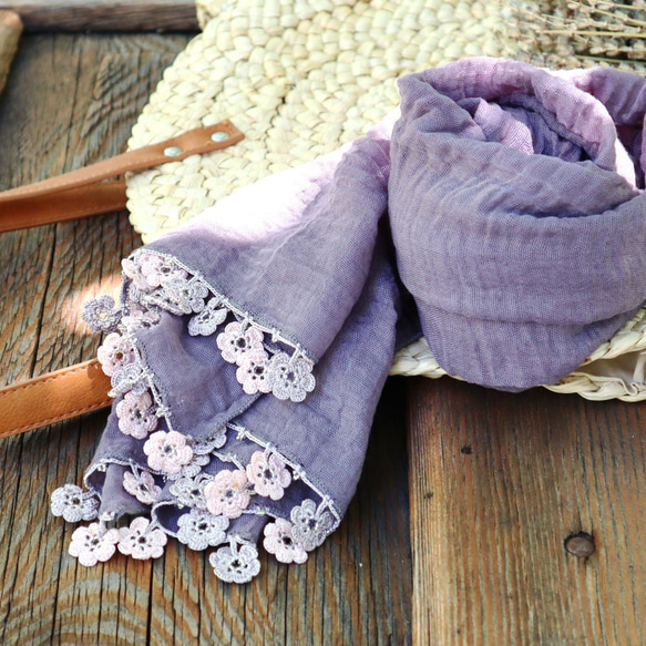 [Only 1 available] Soft cotton shawl [MARY] Grayish purple 第1張的照片