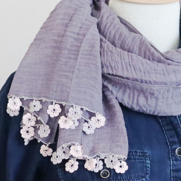 [Only 1 available] Soft cotton shawl [MARY] Grayish purple 第3張的照片