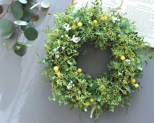 ミモザとグリーンのハーフリース グリーンリース ナチュラル ミモザとグリーンのハーフリース グリーンリース ナチュラル 楽天市場