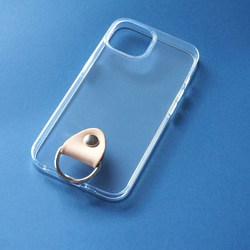 [Creema 限定免運費] [使用真皮] 帶防摔肩帶的透明 iPhone 手機殼（米色） 第2張的照片