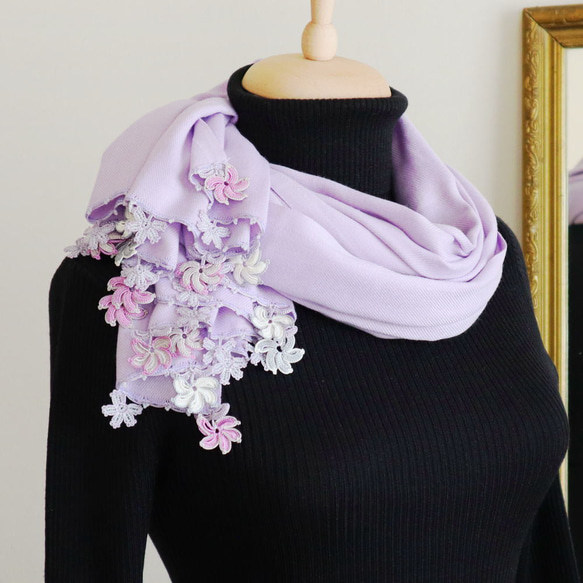 [Made to order] OYA pashmina shawl [WINDMILL]Lavender 第1張的照片