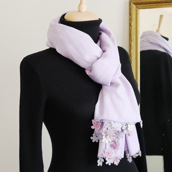 [Made to order] OYA pashmina shawl [WINDMILL]Lavender 第4張的照片