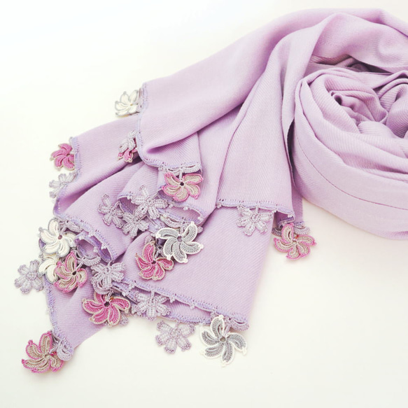 [Made to order] OYA pashmina shawl [WINDMILL]Lavender 第5張的照片