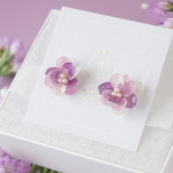 ◎期間限定販売◎ハナノメグミ(桜紫)アジサイイヤリング✳︎受注生産✳︎ 3枚目の画像