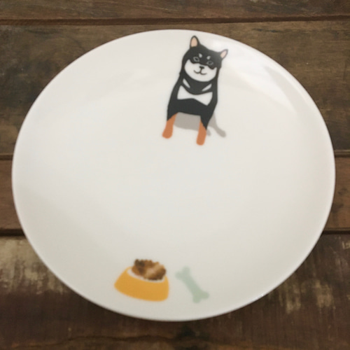 柴犬 丸皿 プレート☆ 名入れ可 赤柴 黒柴 白柴 ケーキ パン皿 15cm