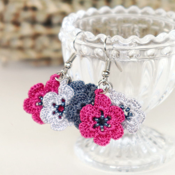OYA crochet earrings [MARY] Winter Rose 第1張的照片