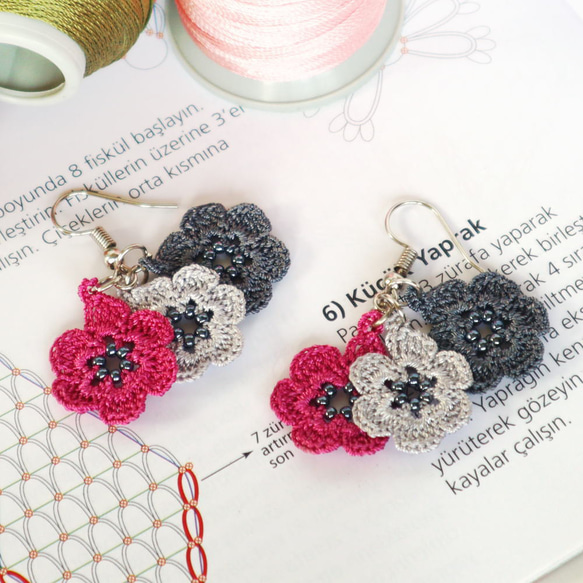 OYA crochet earrings [MARY] Winter Rose 第2張的照片