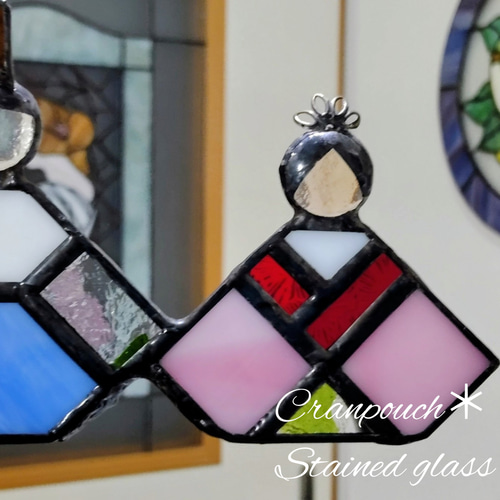 お雛様 C13 お花付【ステンドグラス】ガラス おひなさま 桃の節句 雛