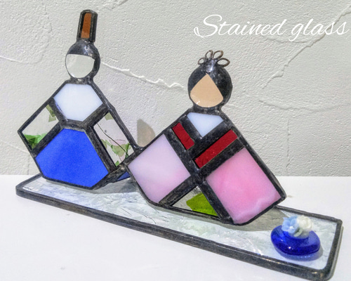 お雛様 C13 お花付【ステンドグラス】ガラス おひなさま 桃の節句 雛