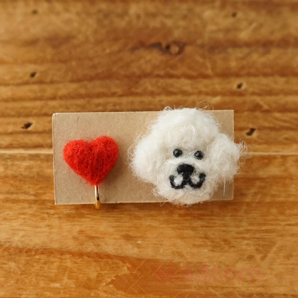Felting Earrings / Toy Poodle (White) ☆ Wool Felting ☆ Akakoro ☆ 第1張的照片