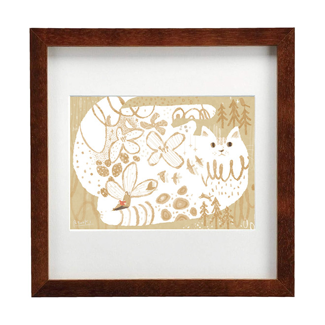 額装絵画【2Lサイズ】猫と私に流れる時間 ※他サイズ、フレーム色