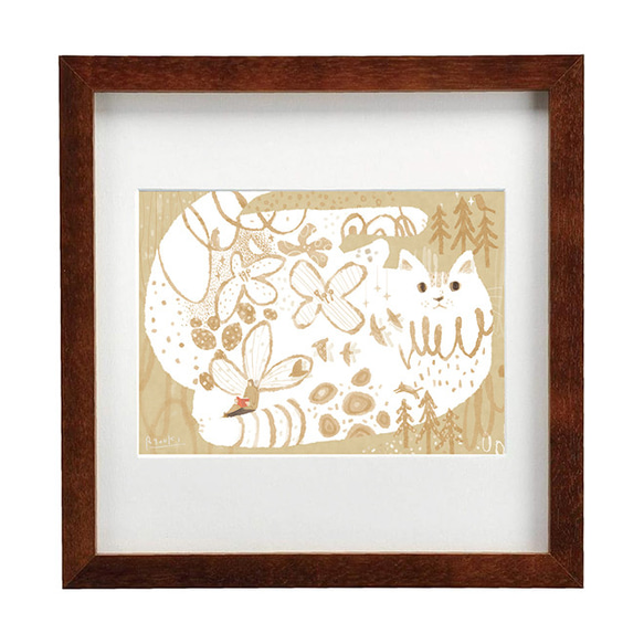 額装絵画【2Lサイズ】猫と私に流れる時間 ※他サイズ、フレーム色