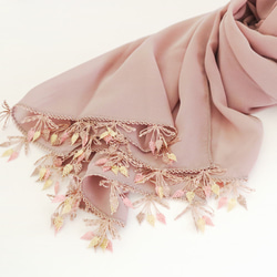 [Resale] OYA Needlelace chiffon shawl [LEAF] Cocoa 第5張的照片