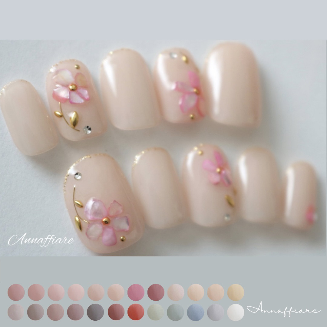 色が選べる♡フラワーモチーフのシェルネイルチップ   /Annaffiare  ウェディング　マムシ爪　結婚式