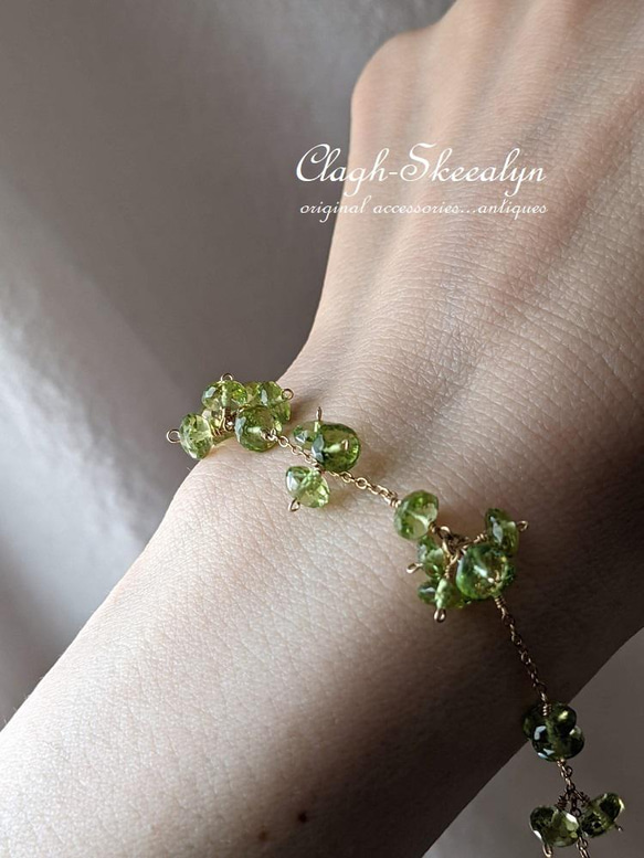 【8月誕生石】ペリドットのしゃらしゃらブレスレット　｜Peridot　｜K14GF　｜1点物 10枚目の画像