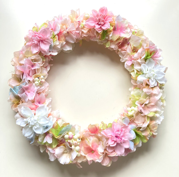 【なか】フラワーリース　アーティフィシャルフラワー　秋　造花　おまとめ アーティフィシャルフラワーのリース Lサイズ | Florism Angelika