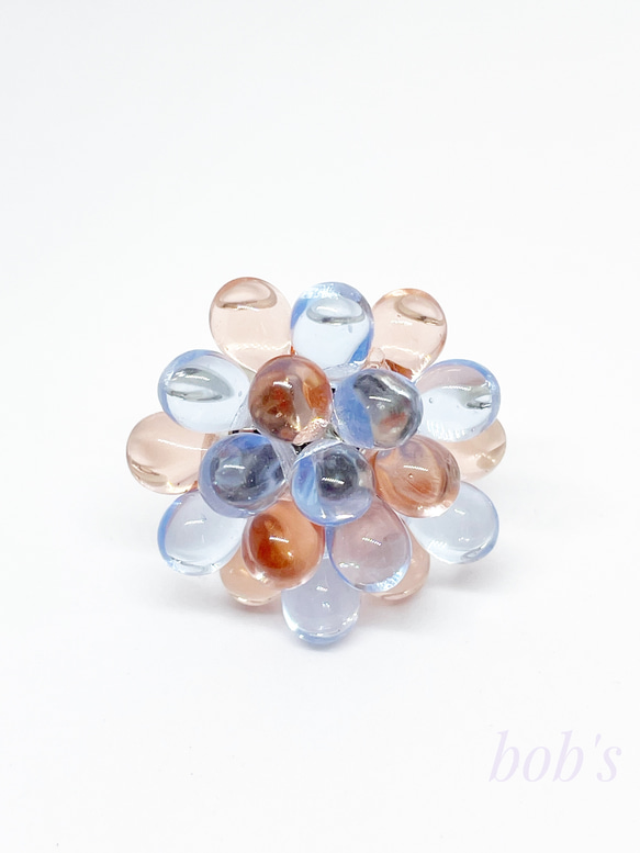 【bob's popular】glass beads ring＊bi-color 2枚目の画像