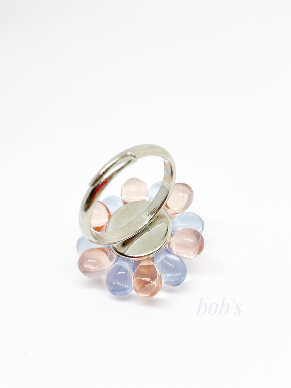 【bob's popular】glass beads ring＊bi-color 4枚目の画像