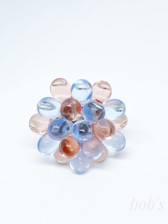 【bob's popular】glass beads ring＊bi-color 1枚目の画像