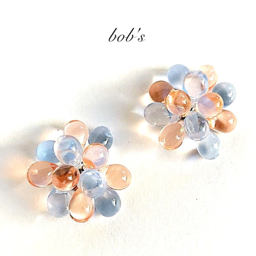 bob's popular】glass beads pierce/earring bi-color ピアス