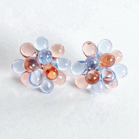 【bob's popular】glass beads pierce/earring bi-color 1枚目の画像