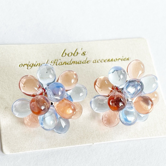 【bob's popular】glass beads pierce/earring bi-color 2枚目の画像