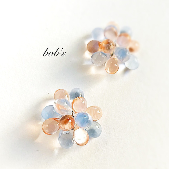 【bob's popular】glass beads pierce/earring bi-color 5枚目の画像