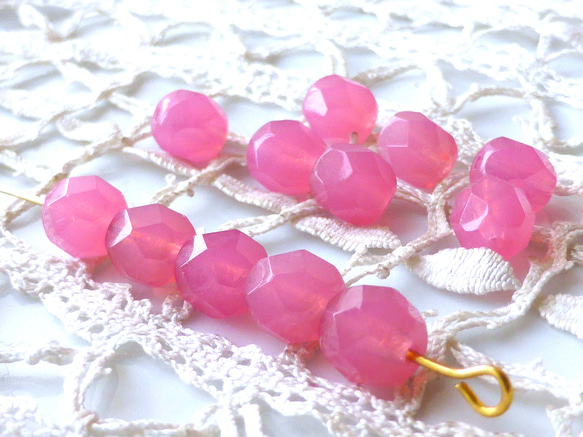 FP 半透明ピンク　チェコビーズCzech Glass Beads12個 2枚目の画像