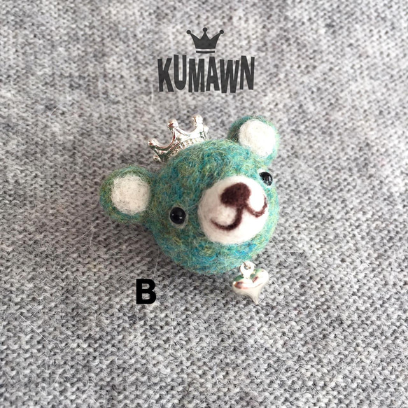 『kumawn/クマウン』ブローチorクリップ・ゆらゆら ハート・ラインストーン・クマ 3枚目の画像