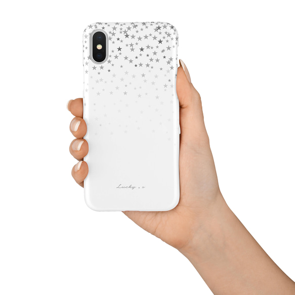 Twinkling Stars★White&Gray　スマホケース/多機種対応/iPhone11/SE2/XS/ケース 2枚目の画像