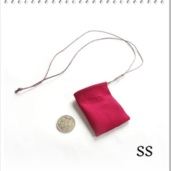 深みレッド／巾着袋 ネックレス・S・深紅 赤／お守り袋 薬袋 持ち塩袋 匂い袋 アクセサリー袋・シンプル ユニセックス 8枚目の画像