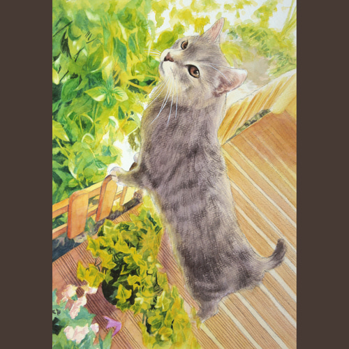 A4サイズ1匹背景つき】ペットのリアルな似顔絵 水彩画【どんな A4サイズ1匹背景つき】ペットのリアルな似顔絵 水彩画【どんな