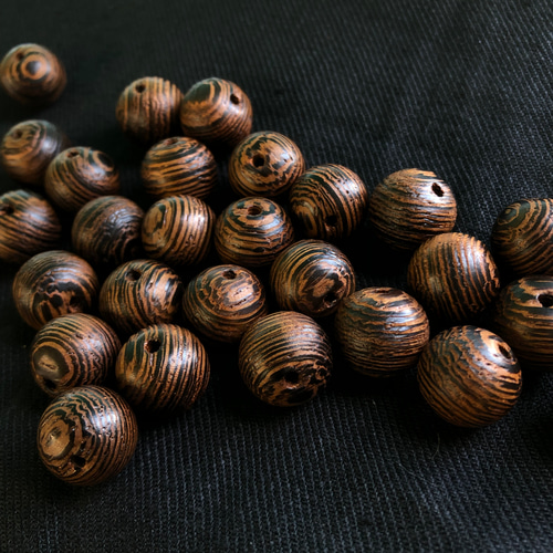 再販 鉄刀木（タガヤ）ウッドビーズ（wooden beads） 12mm 10pcs