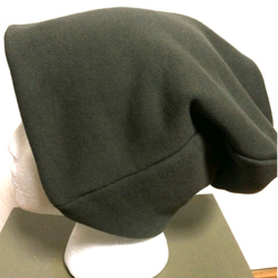 【受注製作】男女兼用大きめ♪ゆったりスウェットニット帽　カーキ 4枚目の画像