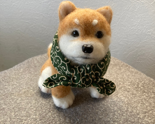 受注制作】羊毛フェルト人形 柴仔犬(お座り) 羊毛フェルト
