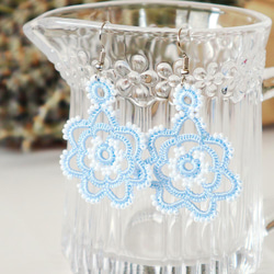 OYA crochet earrings [ROSE] Ice Blue 第1張的照片