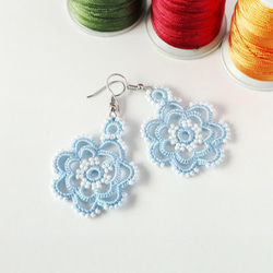 OYA crochet earrings [ROSE] Ice Blue 第2張的照片