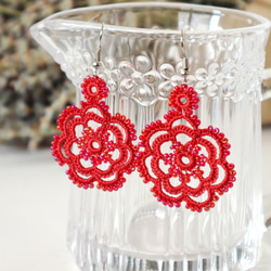 OYA crochet earrings [ROSE] Scarlet 第1張的照片