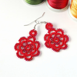 OYA crochet earrings [ROSE] Scarlet 第2張的照片