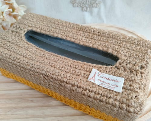 再✕2販ティッシュカバー＊イエロー ティッシュケース A＊PINE