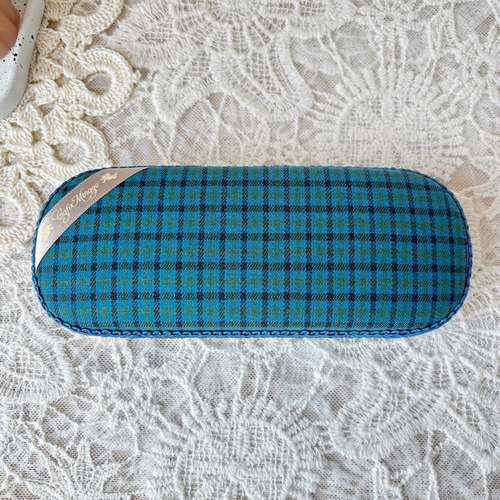 リニューアル】メガネケース ファミリア風ブルーチェック メガネケース