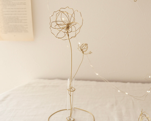 一輪挿し付き◯真鍮のお花 アネモネ 〜フラワーベース 花瓶 試験管