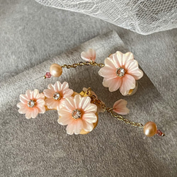 櫻花蓬鬆夾式耳環（不對稱設計） 第2張的照片