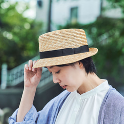 Colette コレット つば短 麦わら キャノチェ型カンカン帽 帽子