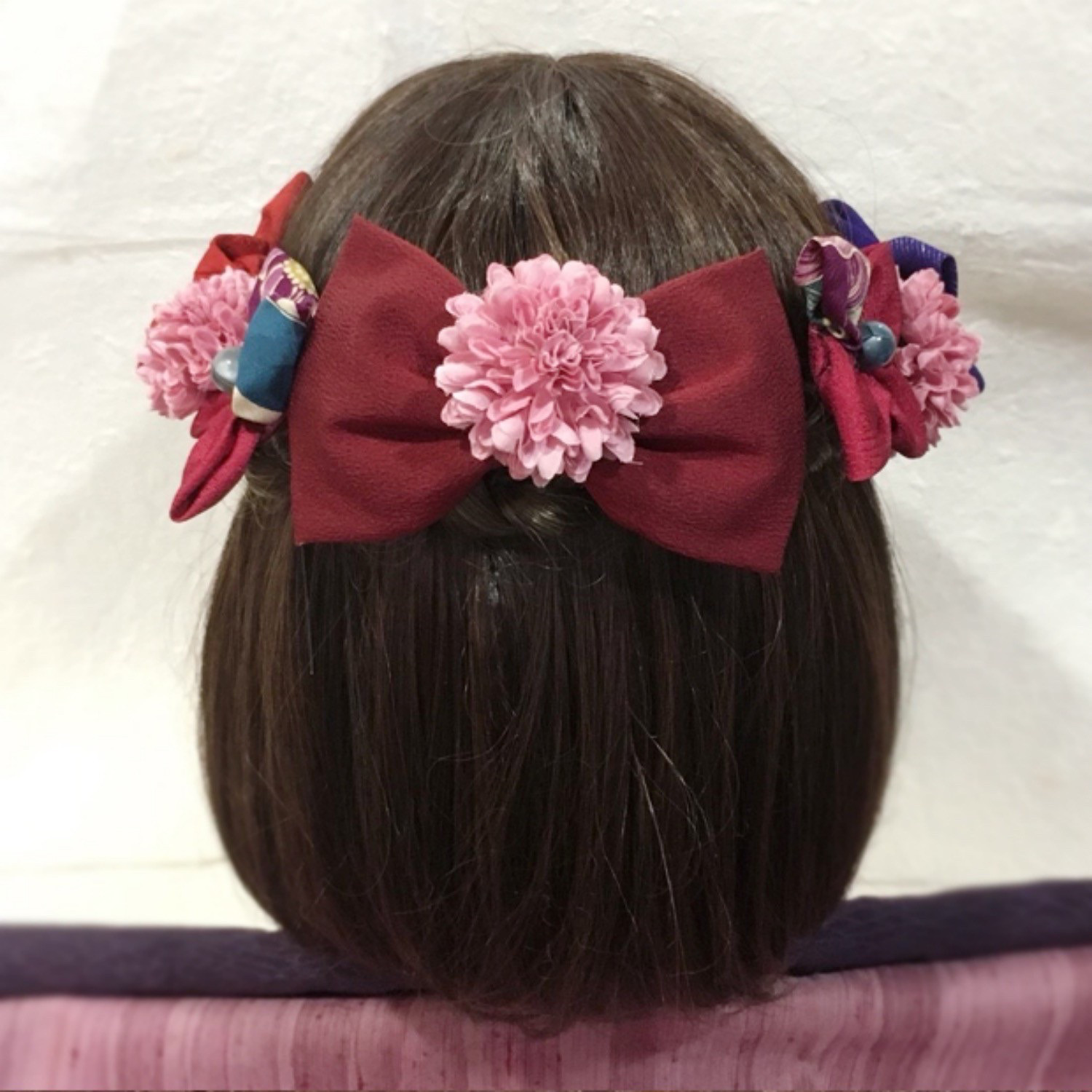 【送料無料】卒業式　袴　髪飾り　リボン  赤　ハーフアップ　はいからさんが恋する乙女の飾り【色変更可能】